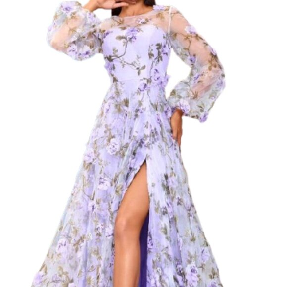 NWT J'Adore Dresses J25004 3D Floral Prom Dress Lilac Size 4 - Picture 1 of 6